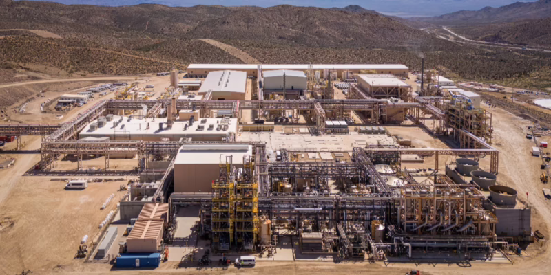 Official aerial view of the MP Materials rare earth processing facility in California, a key U.S. domestic critical minerals site supported by Department of Defense investments under FY2026 NDAA supply chain initiatives